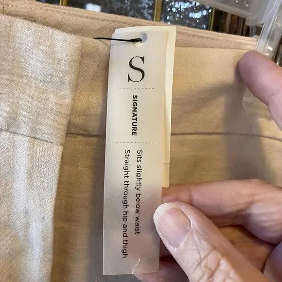 NWT Talbots Petite 100% Linen Pants Wide Leg 14P Cream MSRP $99 Beige Lined - Picture 3 of 16